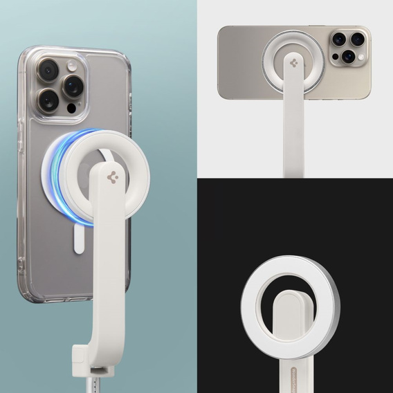 Spigen S571W MagSafe Bluetooth Kijek Selfie Stick Tripod, beżowe