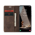 Etui CASEME do Samsung Galaxy S21 FE, Leather Wallet Case, kawowe