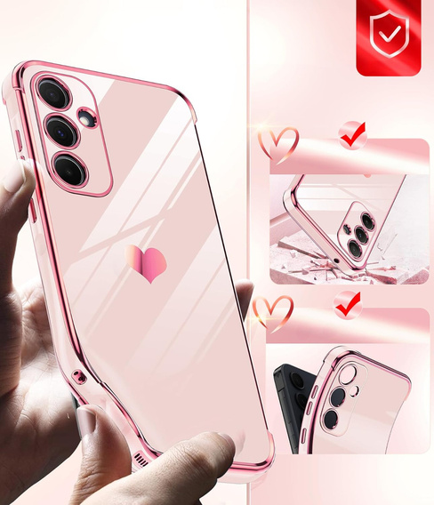 Etui do Samsung Galaxy A54 5G, Electro heart, różowe rose gold + 2x Szkło 9H
