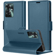 Etui do Oppo Reno 11F, ERBORD Glossy Litchi, portfel z klapką, niebieskie