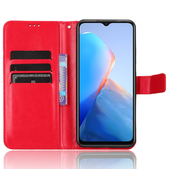 Etui z klapką do Infinix Smart 7 HD 4G, Crazy Horse Wallet, czerwone