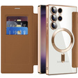 Etui z klapką do Samsung Galaxy S24 Ultra, RFID Wallet MagSafe z ochroną aparatu, brązowe