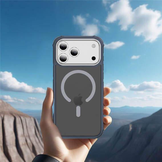 Etui Matt Case do iPhone 17 Pro Max, pancerne, do MagSafe, przydymione z szarymi bokami
