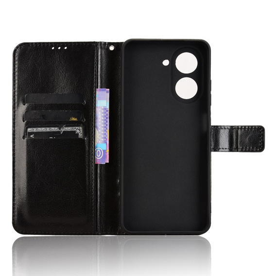 Etui z klapką do Xiaomi Redmi A5, Crazy Horse Wallet, czarne
