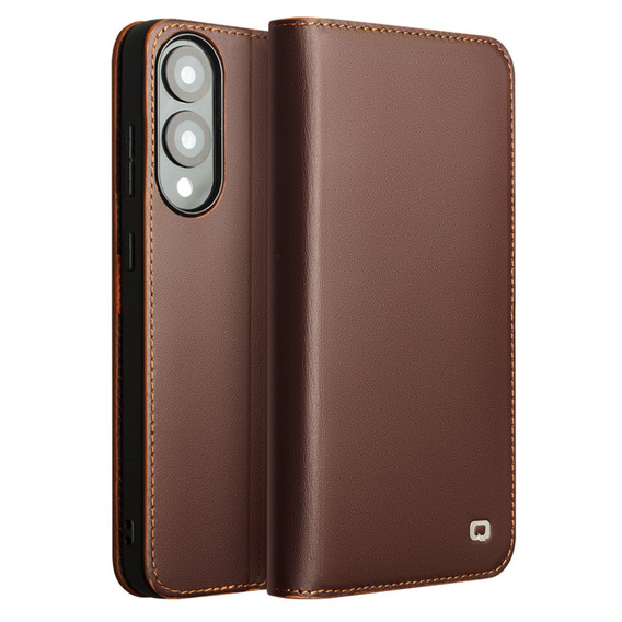Etui z klapką z naturalnej skóry do Samsung Galaxy S25 Edge – stylowa ochrona z funkcją portfela - brązowe