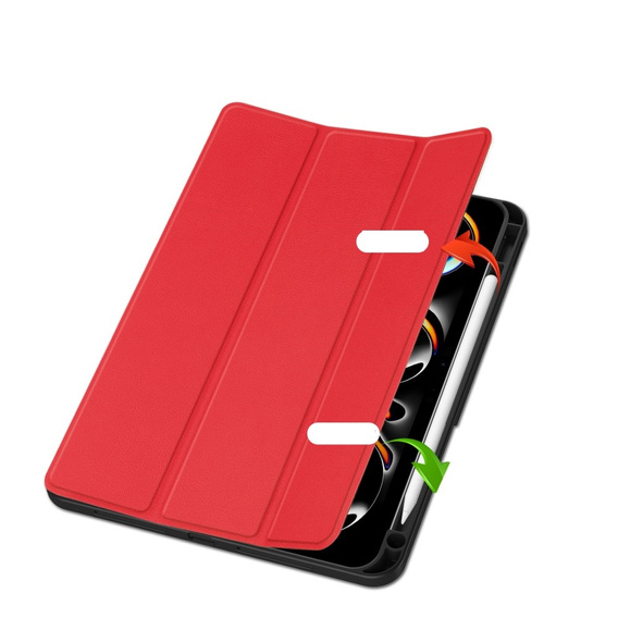 Etui do iPad Pro 11" 2024 (5 gen.), Smartcase z miejscem na rysik, czerwone