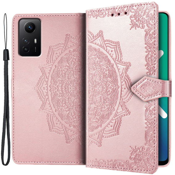 Etui z klapką do Xiaomi Redmi Note 12S, Mandala, różowe rose gold