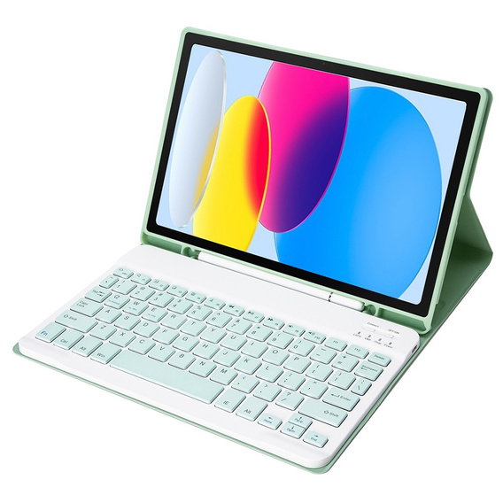 Etui z klawiaturą do iPad 11" 2025 A16 (11 gen.) / iPad 10.9" 2022 (10 gen.), Pen Slot, jasnozielone