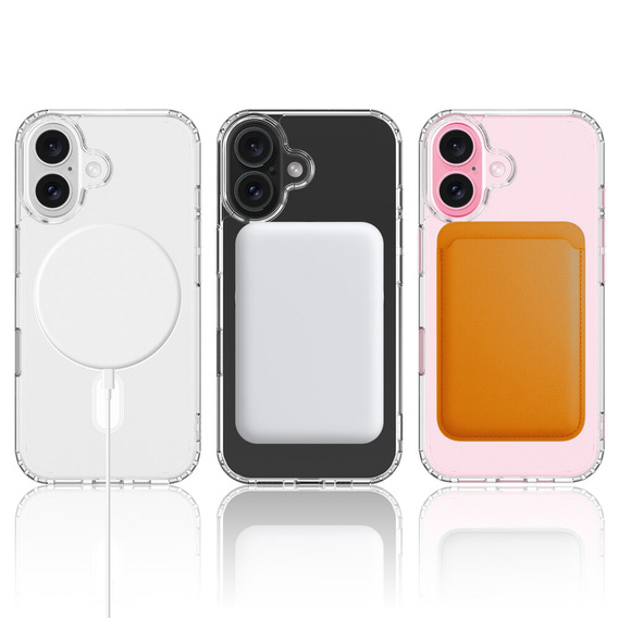 Etui Magnetyczne do iPhone 16, ERBORD CrystalMag, przezroczyste + Szkło na ekran