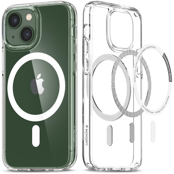 Etui z MagSafe Spigen do iPhone 13 Mini, Ultra Hybrid, białe + Szkło Hartowane 9H