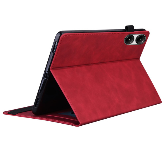 Etui z klapką i kieszeniami na karty do Xiaomi Redmi Pad 2 - Czerwone