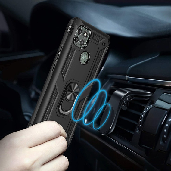 Etui pancerne do Motorola Moto G9 Power, Nox Case Ring, czarne