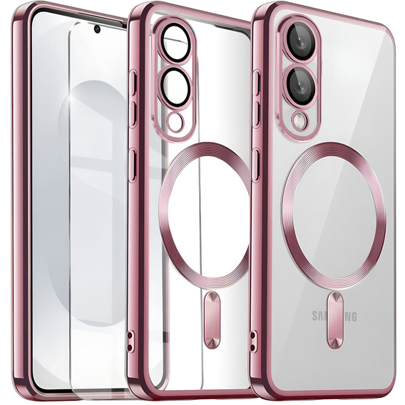 Etui do Samsung Galaxy S25 Edge, Electro MagSafe, różowe rose gold + Szkło na ekran