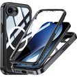 Etui do iPhone 16E, Shockproof, ze szkłem, do MagSafe, czarne