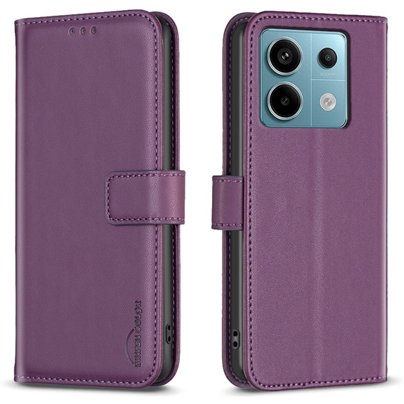 Etui z klapką do Xiaomi Redmi Note 13 Pro 4G / Xiaomi Redmi Note 14S / Xiaomi Poco M6 Pro 4G, BINFEN Wallet, ciemnofioletowe