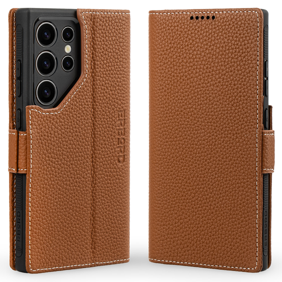 Etui skórzane do Samsung Galaxy S24 Ultra, ERBORD LeatherWallet, brązowe