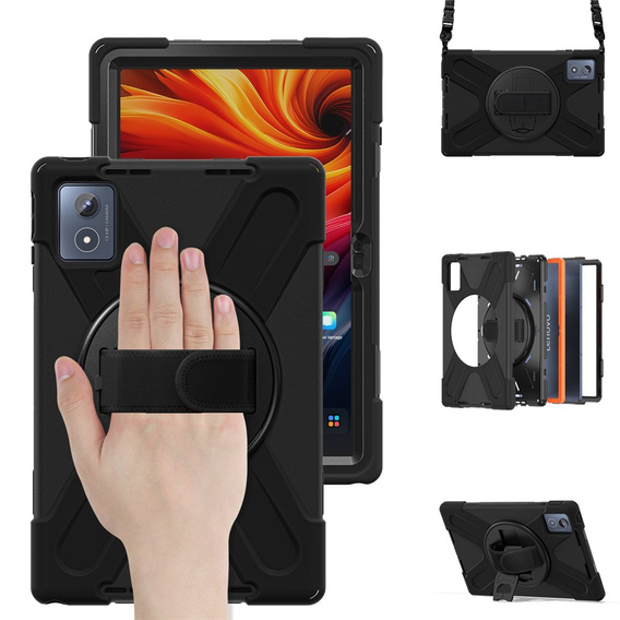Pancerne etui do Lenovo Tab K11 Plus z podstawką i paskiem – czarne