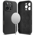 Etui Ringke do iPhone 16 Pro Max, Silicone MagSafe, czarne + Szkło Hartowane 9H