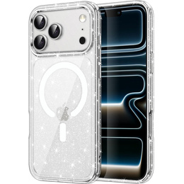 Etui do iPhone 17 Pro, do MagSafe, brokat, przezroczyste