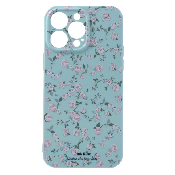 Etui cienkie do iPhone 13 Pro, Retro Flower, niebieskie