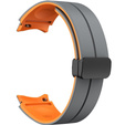Pasek Silikonowy do Samsung Galaxy Watch 4/5/6 40/42/43/44/45/46/47mm, Szary / Pomarańczowy