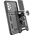 Etui do Samsung Galaxy A52 / A52s, pancerne Slide Ring, czarne + szkło 9H