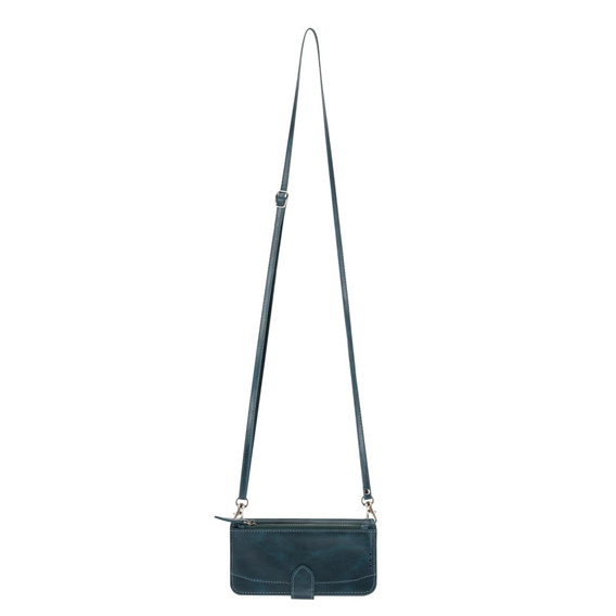 Etui z klapką do Samsung Galaxy A25 5G, Wallet Zipper Pocket, z paskiem na ramię, niebieskie
