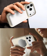 Etui silikonowe do iPhone 17 Pro, do MagSafe, antywstrząsowe, beżowe