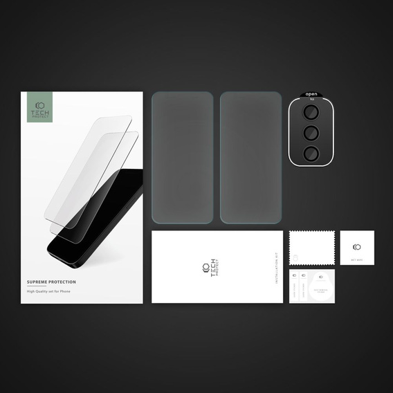 2x Szkło Tech-Protect + szkło na aparat, Supreme set, do Samsung Galaxy A55 5G, Przezroczyste
