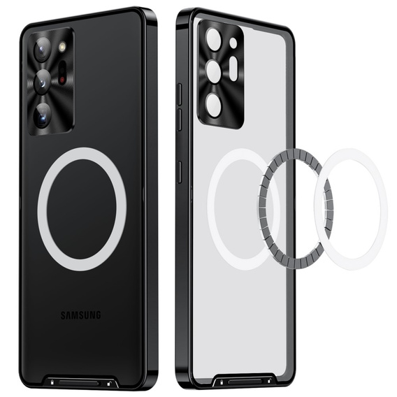 Etui z ochroną aparatu do Samsung Galaxy Note 20 Ultra, CamShield MagSafe, przezroczyste / czarne