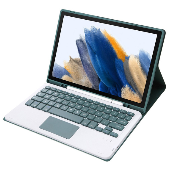 Etui z klawiaturą do Samsung Galaxy Tab A8 10.5 X200 / X205, Touchpad, ciemnozielone
