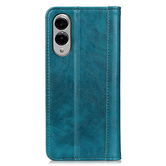 Etui z klapką do Samsung Galaxy S25 Edge, Split Leather, skórzane, zielone
