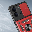 Etui pancerne do Xiaomi Redmi 15C 4G/LTE, z ochroną aparatu, z podstawką, czerwone