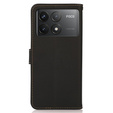 Skórzane Etui KHAZNEH RFID do Xiaomi Poco F6 Pro, Litchi Texture, czarne