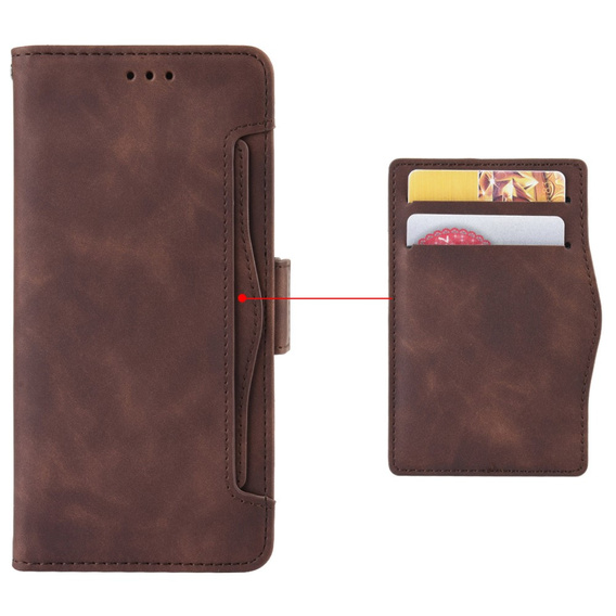 Etui z klapką do Xiaomi Redmi 14C / Xiaomi Poco C75, Card Slot, brązowe