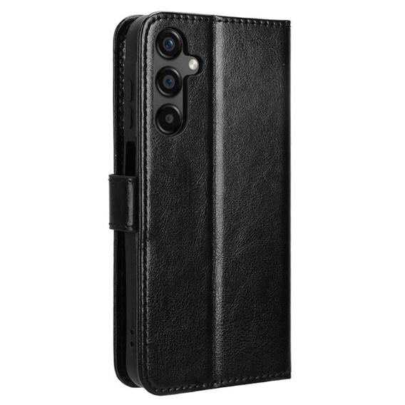 Etui z klapką do Samsung Galaxy M55 5G, Crazy Horse Wallet, czarne