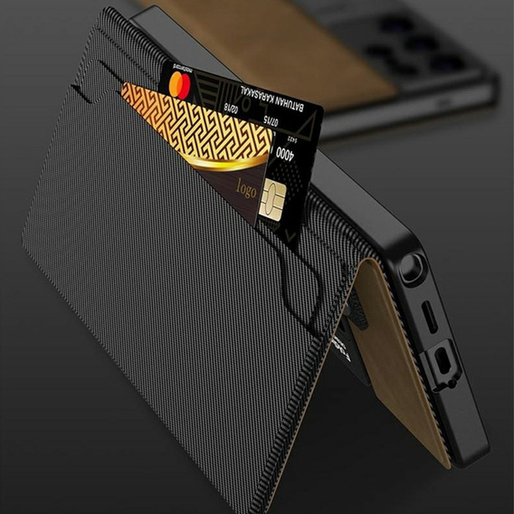 Etui GKK do Samsung Galaxy S25 Ultra z klapką, kieszenią i podstawką – brązowe