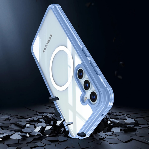 Etui do Samsung Galaxy A55 5G, Shockproof, ze szkłem, do MagSafe, niebieskie