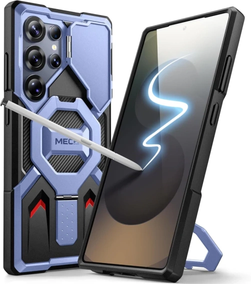 Etui do Samsung Galaxy S25 Ultra, Tongate MECH MagSafe Series, niebieskie + Szkło Hartowane 9H