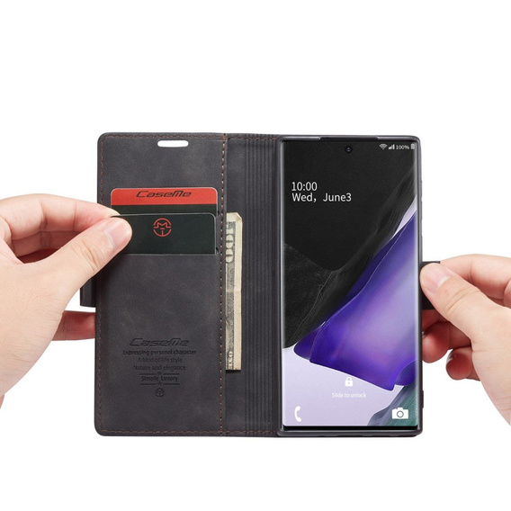 Etui CASEME do Samsung Galaxy Note 20 Ultra, Leather Wallet Case, czarne