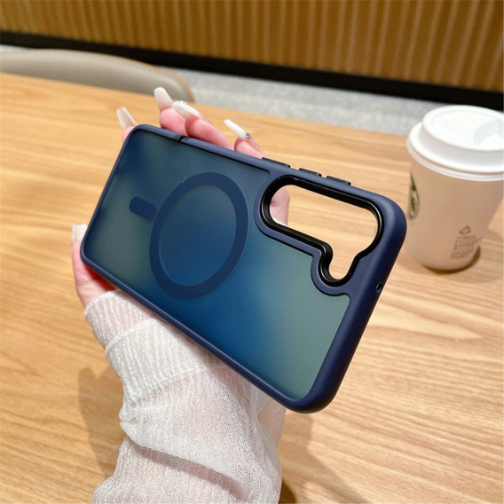 Etui do Samsung Galaxy S21 FE, do MagSafe, ERBORD Matt Case, granatowy + Szkło na ekran