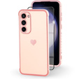 Etui do Samsung Galaxy S23, Electro heart, różowe rose gold + Szkło Full Glue Ceramic