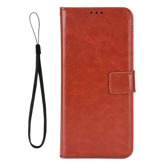 Etui z klapką do Xiaomi Poco F7 Pro, Crazy Horse Wallet, brązowe