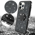 Etui do iPhone 13 Pro, Bling brokat, Czarne