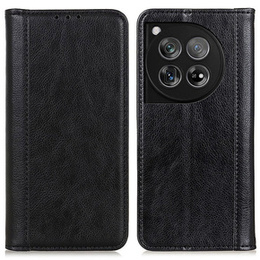 Etui do OnePlus 12 5G, Wallet Litchi Leather, czarne