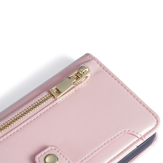 Etui z klapką do Motorola Moto G53 5G/ G23 4G/ G13 4G, Wallet Zipper Pocket, różowe