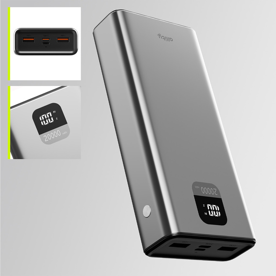 Allity Power Bank APB-100 PD QC 22.5W 20000 mAh - szary