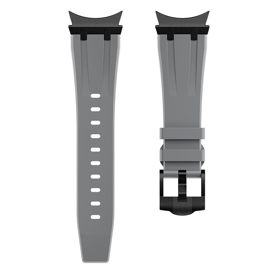 Pasek silikonowy do Samsung Galaxy Watch 4/5/6/7/FE 40/42/43/44/45/46/47mm, Szary / czarna klamra