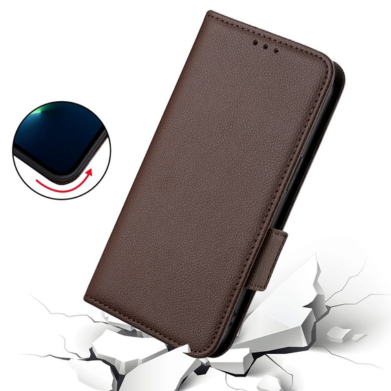 Etui z klapką do Xiaomi Redmi Note 12 5G / POCO X5 5G, Wallet Litchi Magnet, brązowe