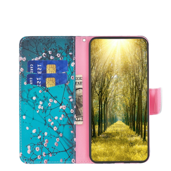 Etui z klapką do Infinix Hot 40i, Wallet, Sakura niebieskie